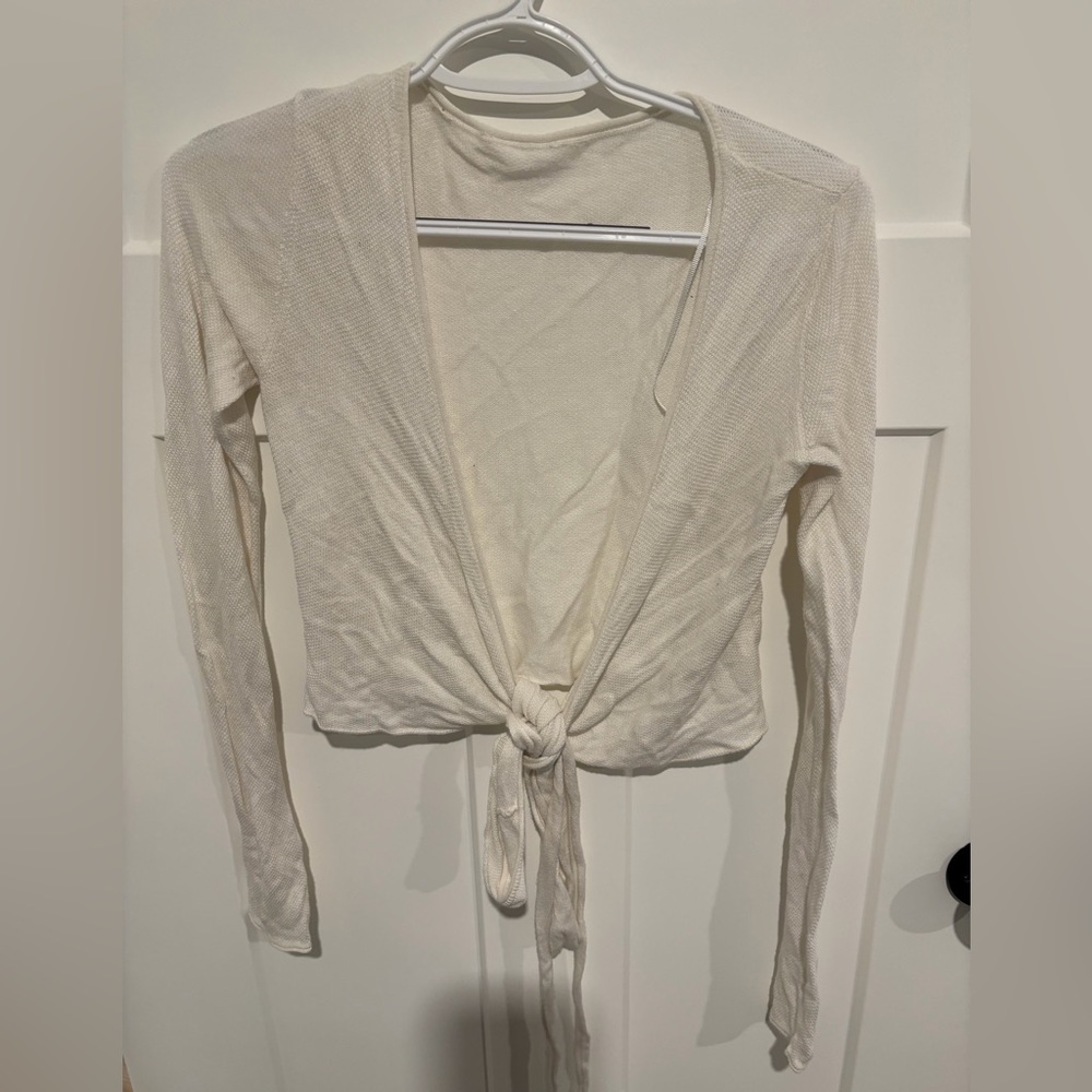 Lululemon White Tie-Front Long Sleeve Top
